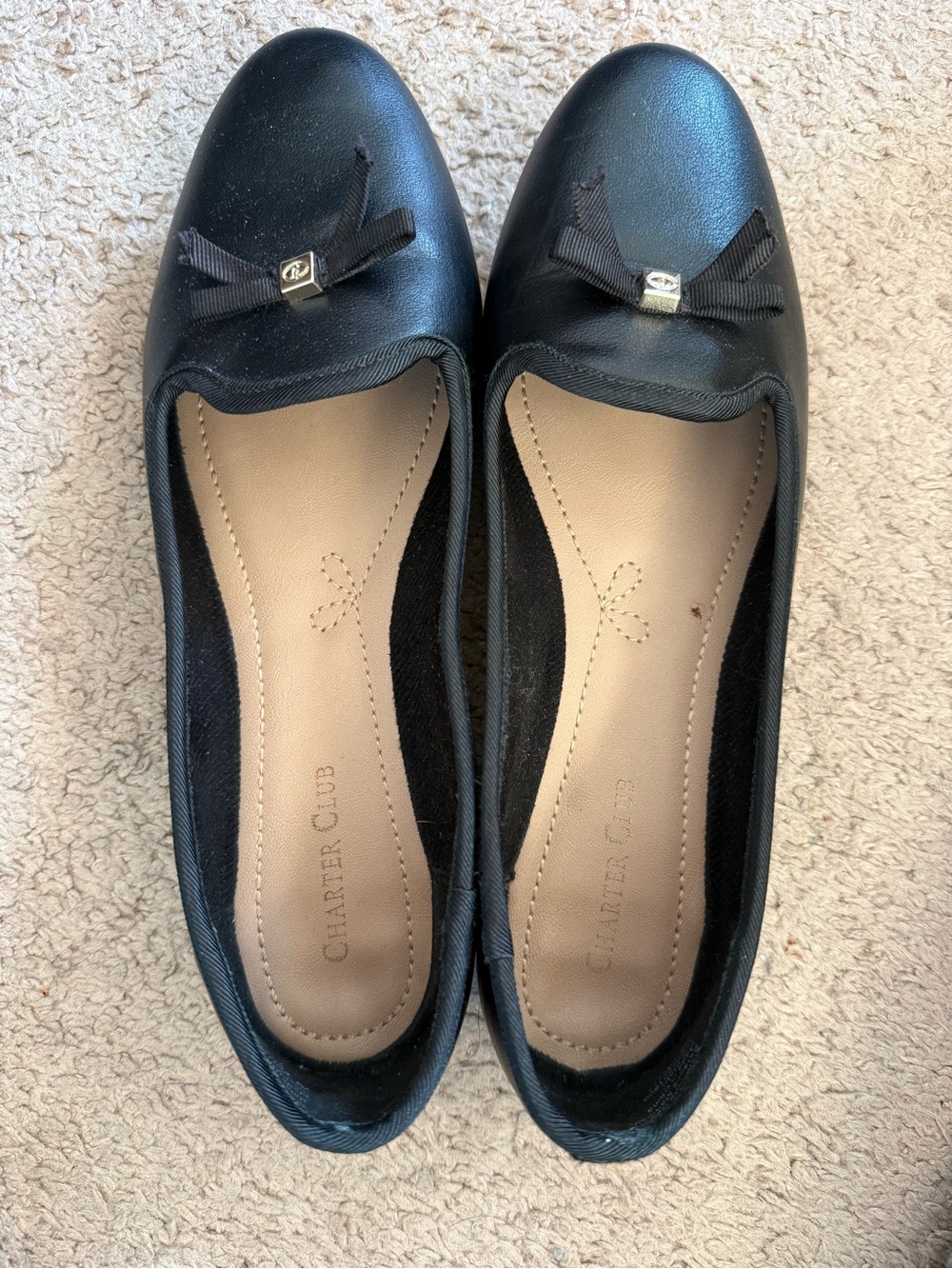 Charter Club Black Ballet Flats with Bow Size 9 Women’s